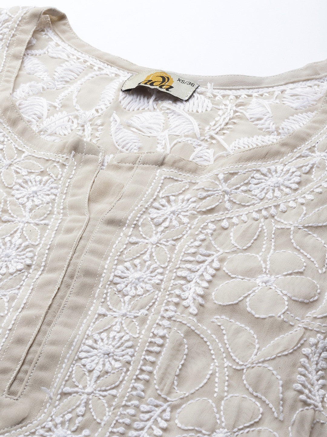 Ada Hand Embroidered Grey Georgette Lucknowi Chikankari Straight Kurti A911124
