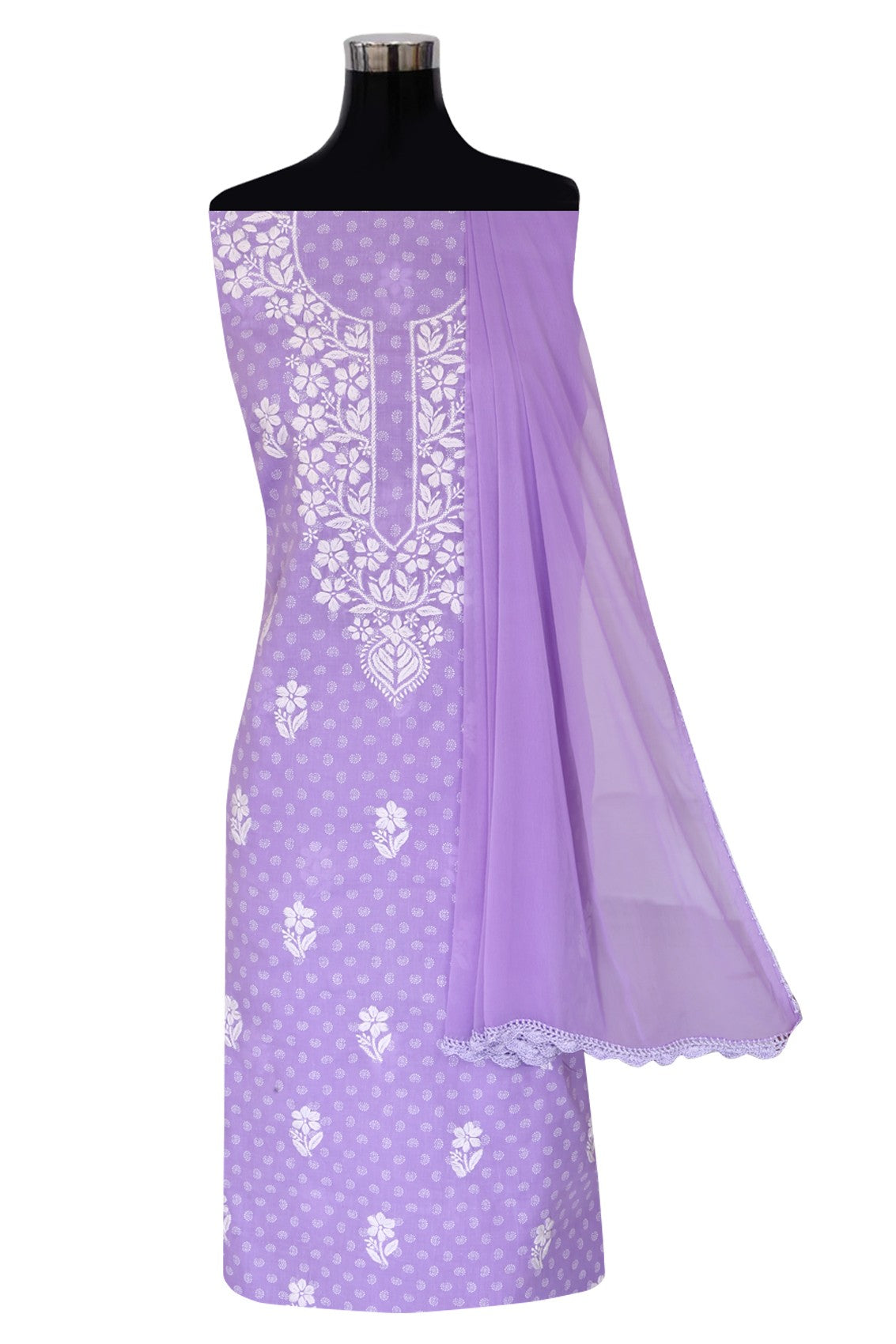 Ada Hand Embroidered Mauve Cotton Lucknowi Chikankari Unstitched Suit Piece A211232