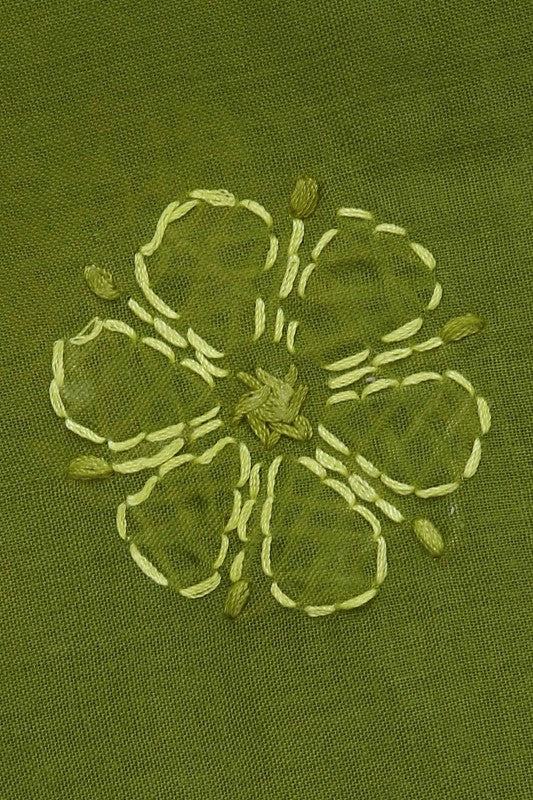 Ada Hand Embroidered Green Cotton Lucknowi Chikan Unstitched Suit Piece–A100194