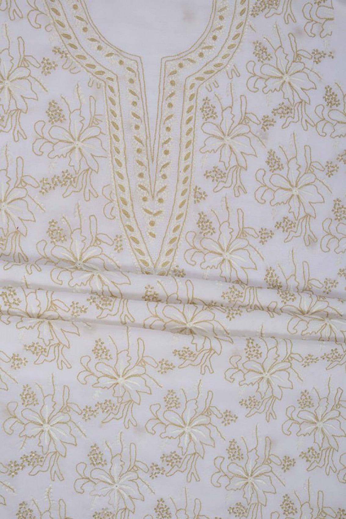 Ada Hand Embroidered White Cotton Lucknowi Chikankari Unstitched Suit Piece A533129
