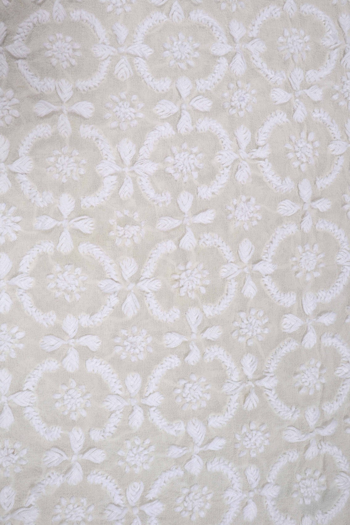 Ada Hand Embroidered Off White Georgette Lucknowi Chikankari Unstitched Men's Kurta Piece 01A189557