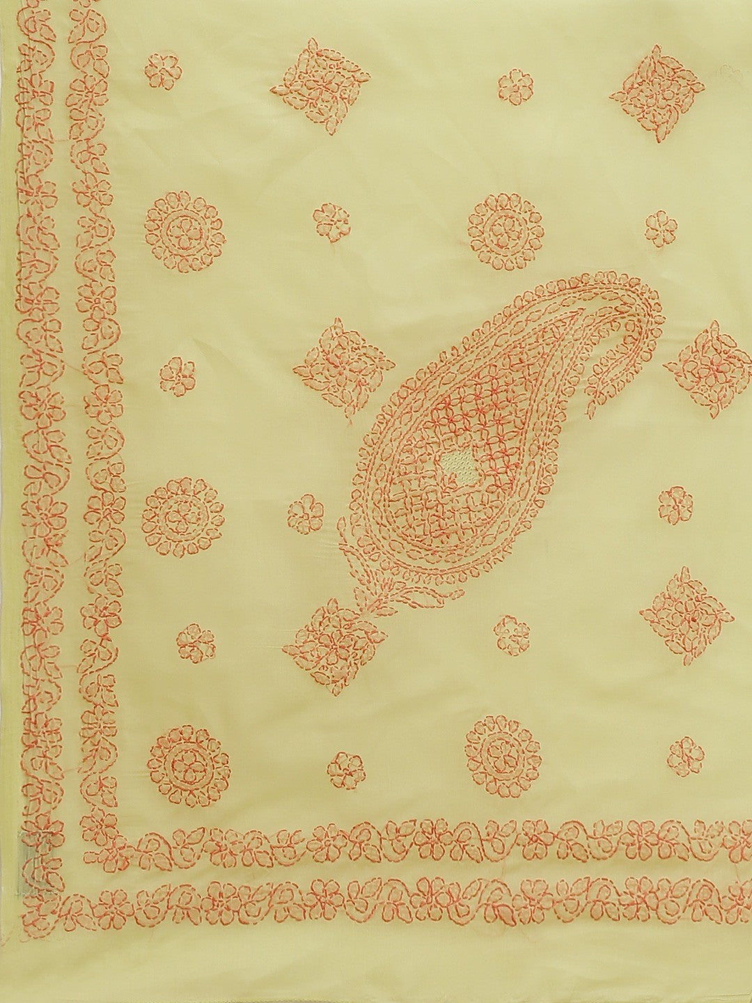 Ada Hand Embroidered Green Cotton Lucknow Chikan Saree With Blouse- A311165