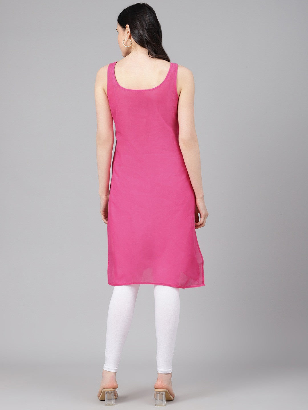Ada Onion Pink and Black Cotton Long Slips Combo of 2 A293039.