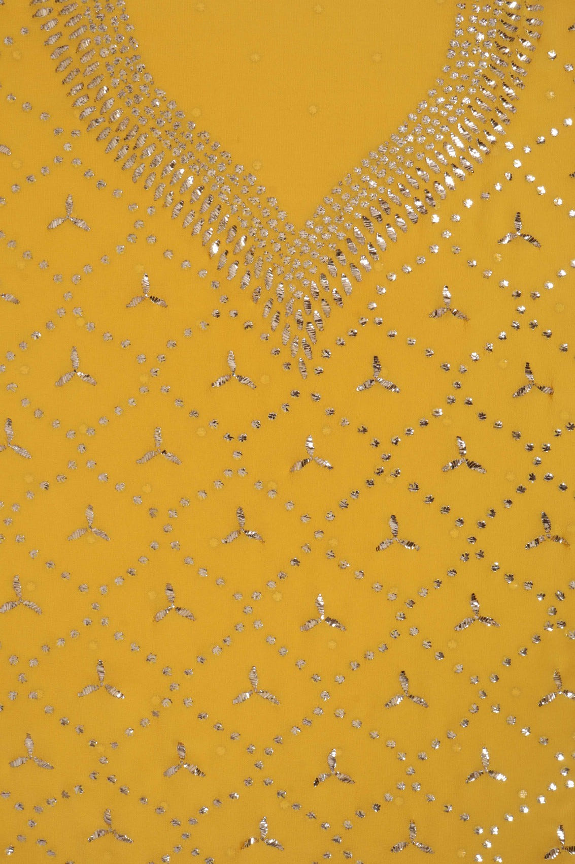 Ada Hand Embroidered Bright Yellow Pure Georgette Lucknowi Chikankari Unstitched Kurta Dupatta Set With Muqaish Work 01A207861