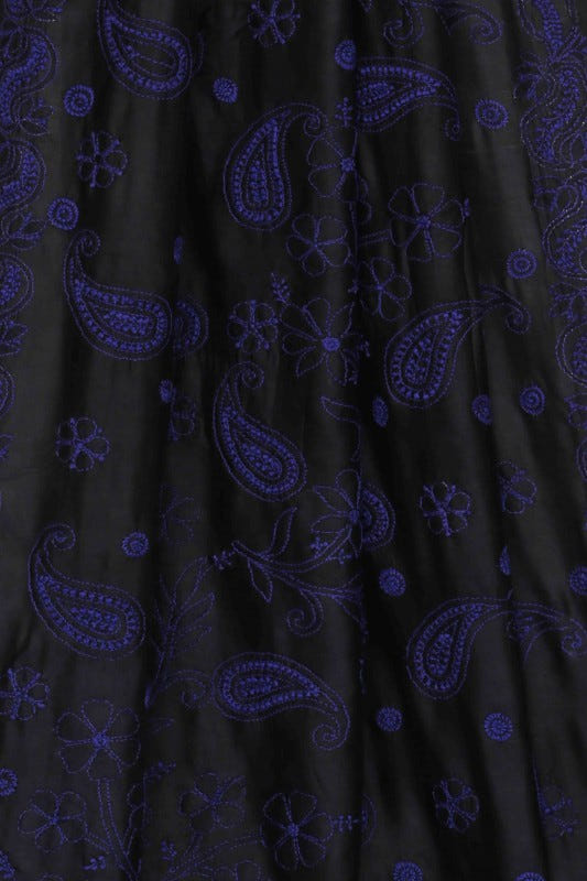 Ada Hand Embroidered Black Silk Lucknowi Chikankari Saree With Blouse-A621718