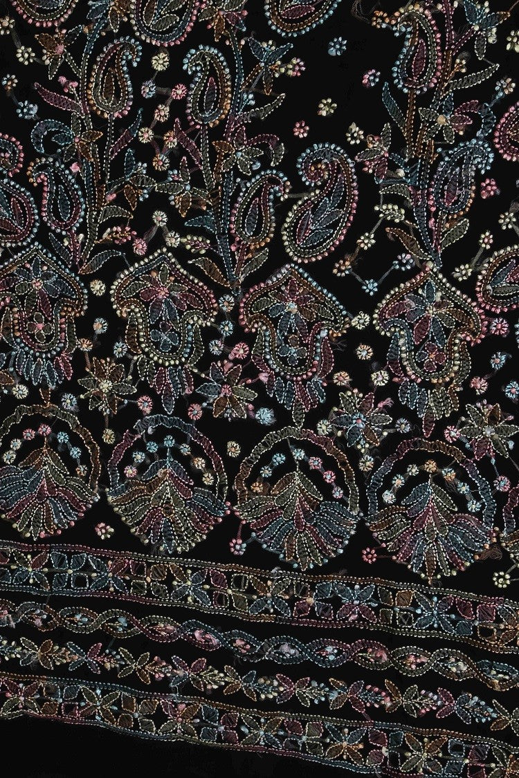 Ada Hand Embroidered Black Georgette Lucknowi Chikan Unstitched Suit Piece A211196