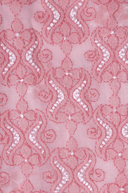 Ada Hand Embroidered Pink Cotton Lucknowi Chikan Unstitched Suit Piece–A100179