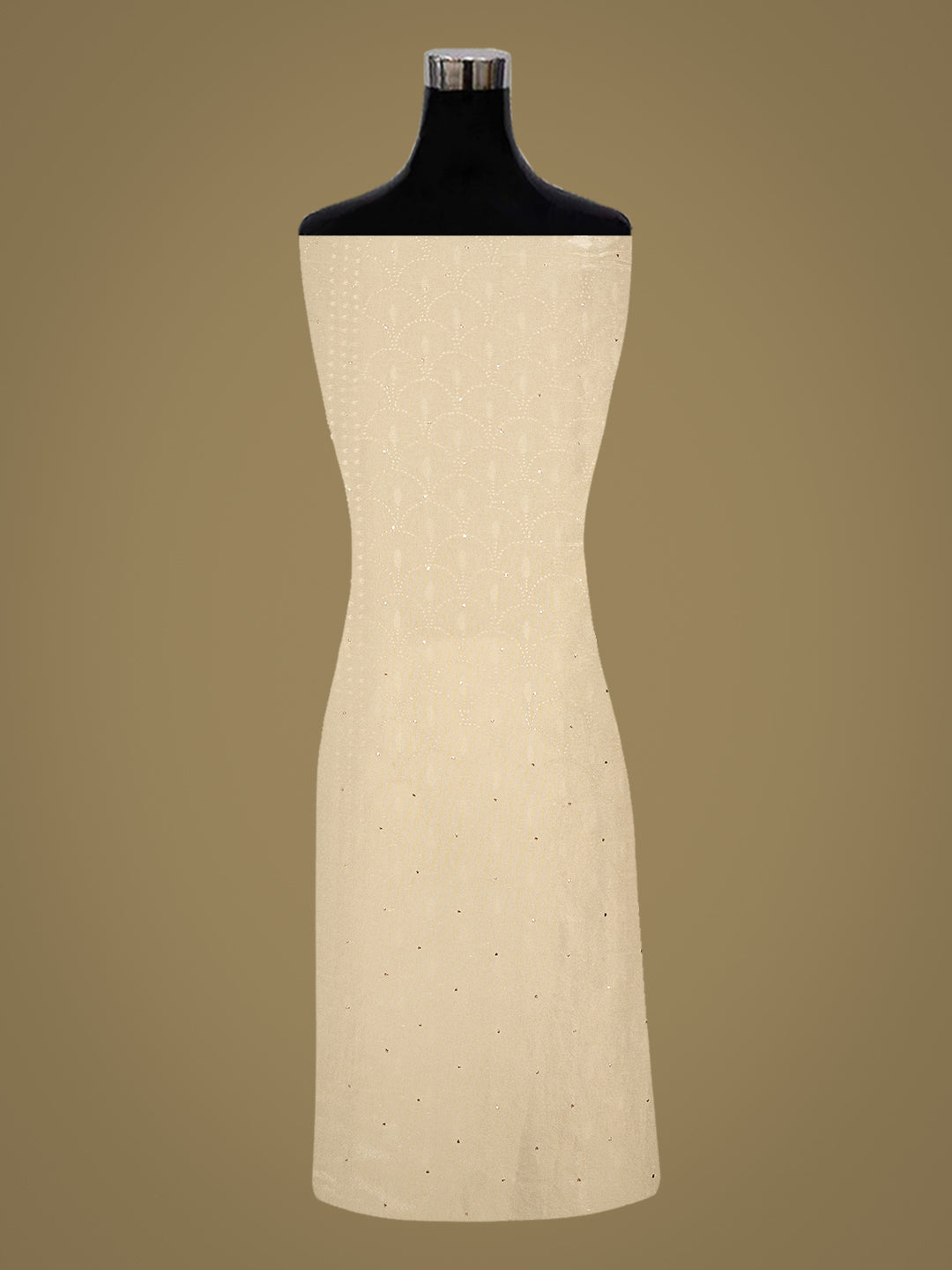 Ada Fawn Tissue Lucknowi Chikankari Unstitched Kurta Dupatta Set With Pearl & Muqaish/Mukaish Work 01A972630