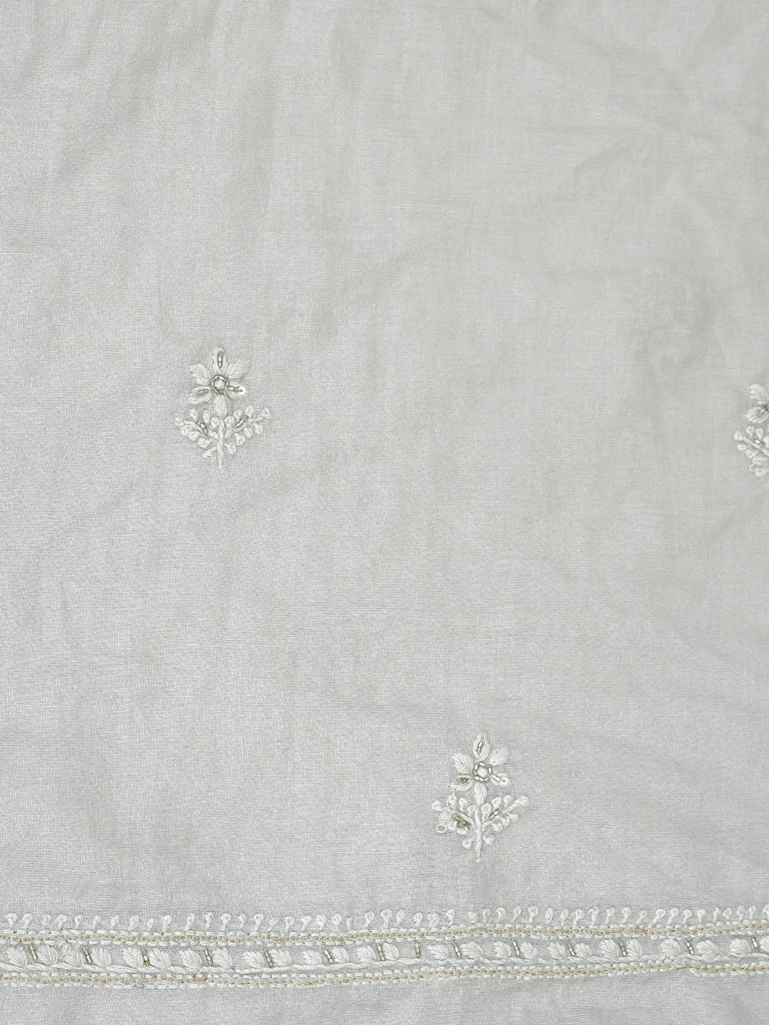 Ada Hand Embroidered Ash Grey Tissue Lucknowi Chikankari Unstitched Kurta Dupatta Set With Cutdana Work 01A901628