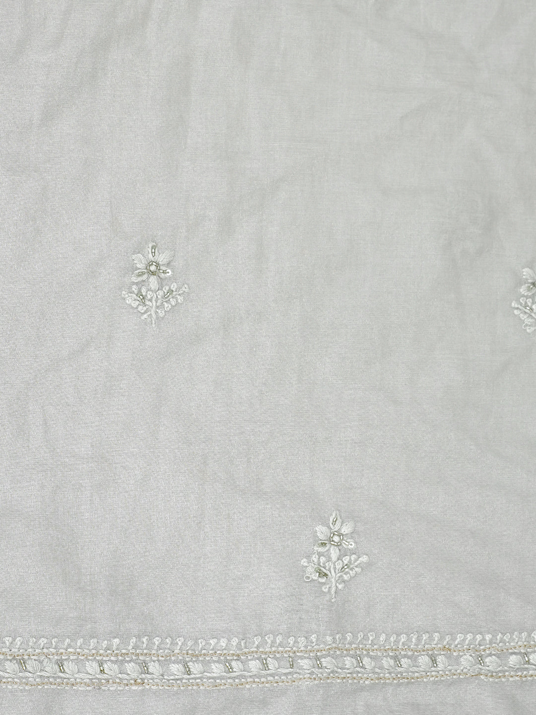 Ada Hand Embroidered Ash Grey Tissue Lucknowi Chikankari Unstitched Kurta Dupatta Set With Cutdana Work 01A901628