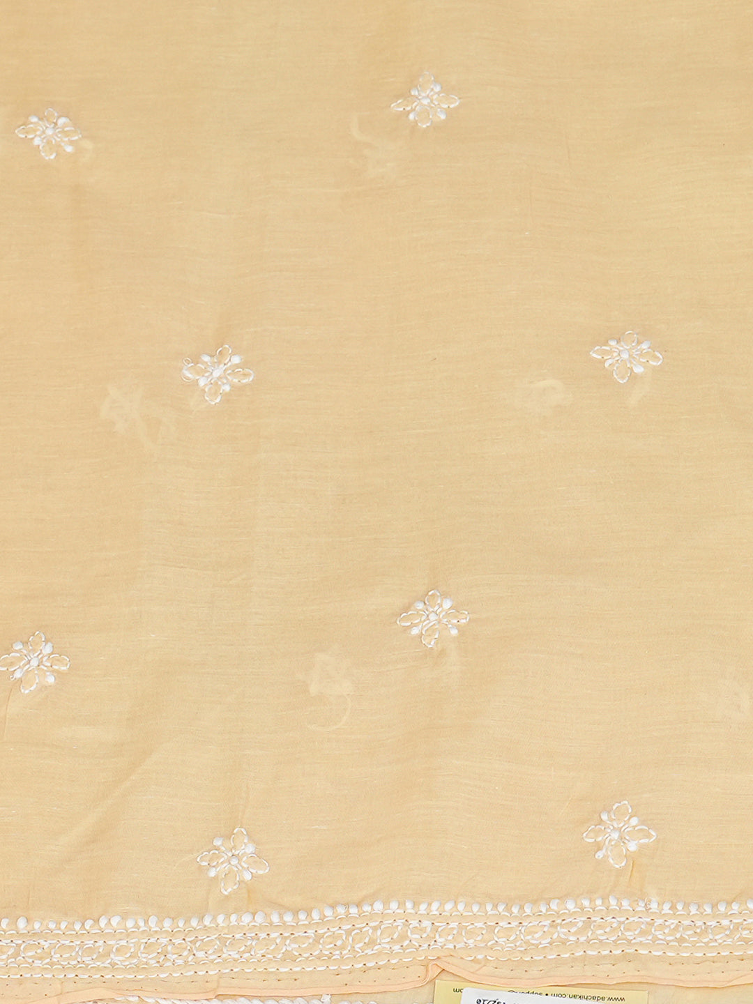 Ada Hand Embroidered Beige Cotton Lucknowi Chikankari Unstitched Kurta 01A724490