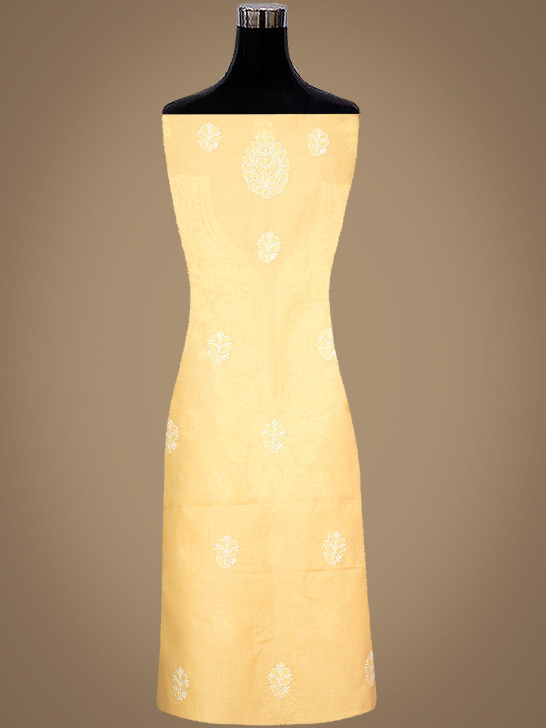 Ada Hand Embroidered Beige Cotton Lucknowi Chikankari Unstitched Kurta 01A724777