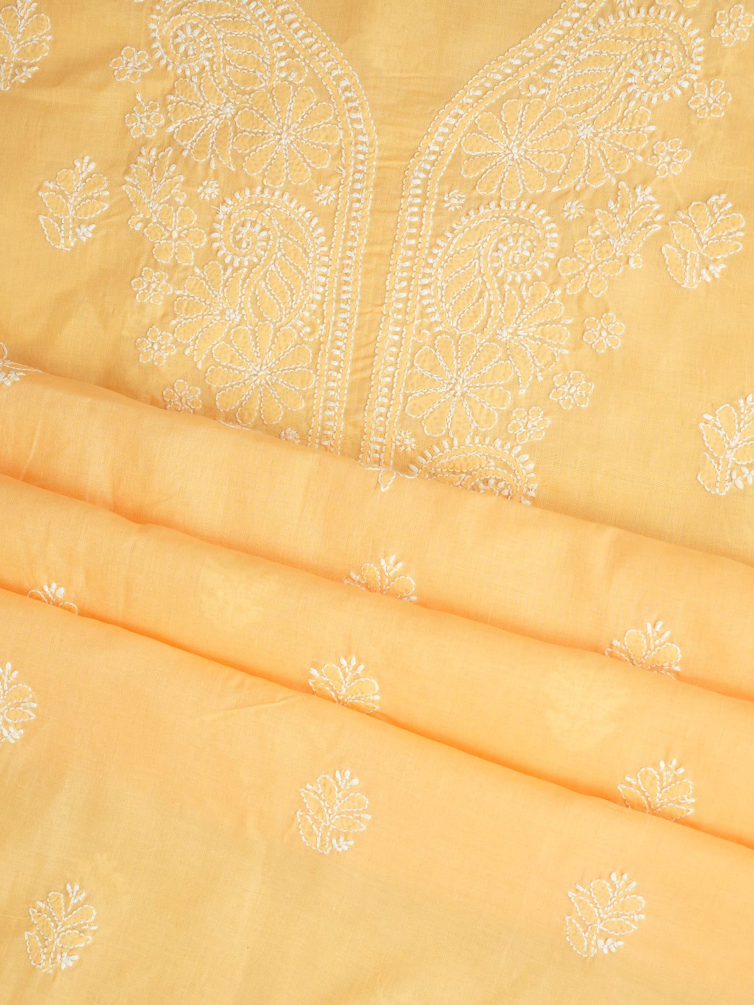 Ada Hand Embroidered Beige Cotton Lucknowi Chikankari Unstitched Kurta 01A724777