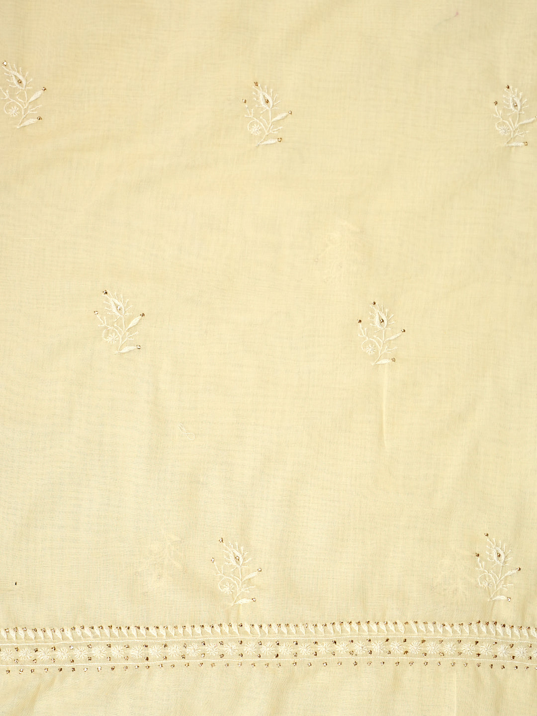 Ada Hand Embroidered Beige Cotton Lucknowi Chikankari Unstitched Suit Piece With Mukaish Work 01A362234