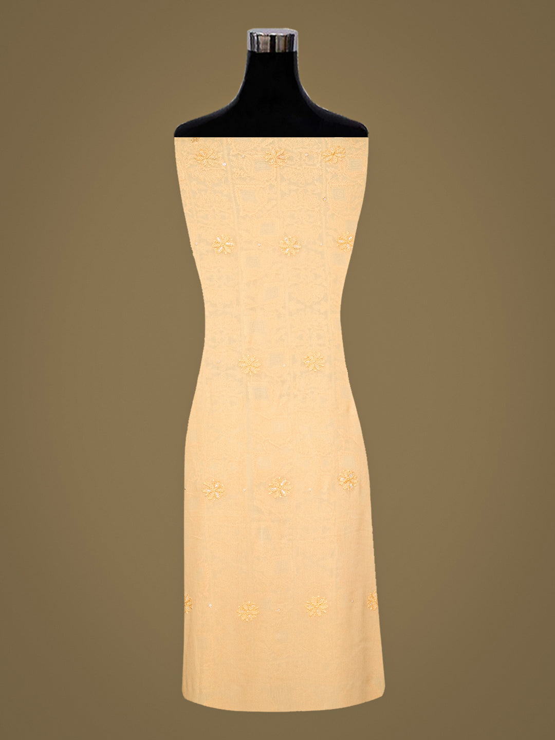 Ada Hand Embroidered Beige Viscose Georgette Lucknowi Chikankari Unstitched Kurta Dupatta Set With Cutdana Work 01A795839