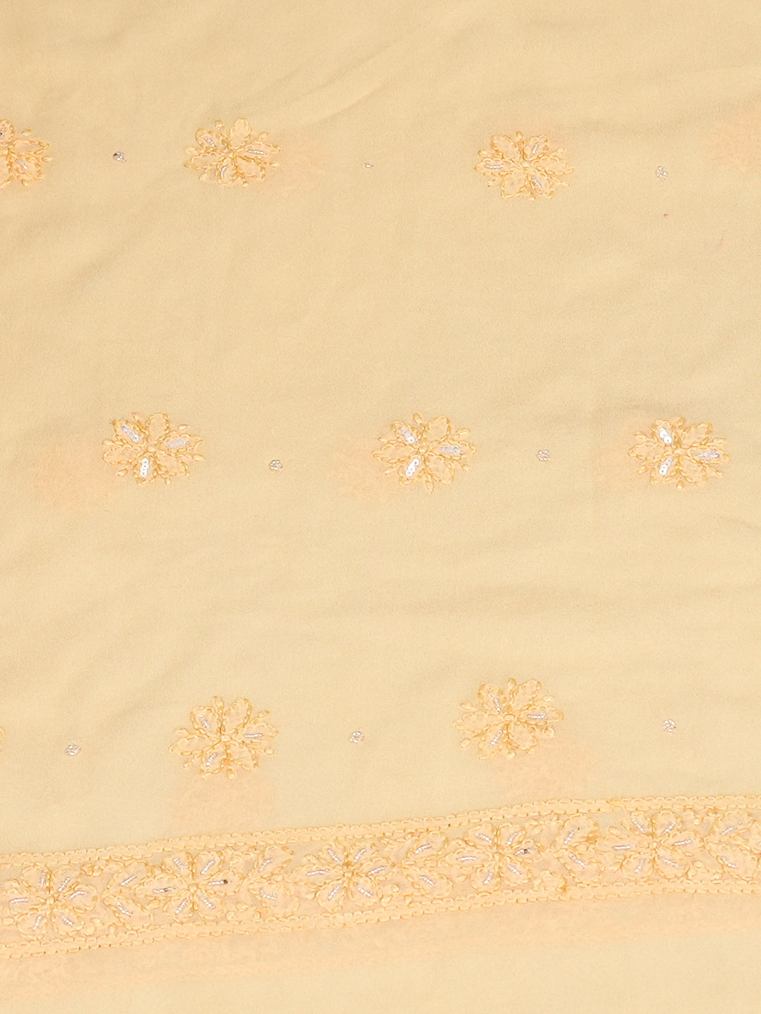 Ada Hand Embroidered Beige Viscose Georgette Lucknowi Chikankari Unstitched Kurta Dupatta Set With Cutdana Work 01A795839
