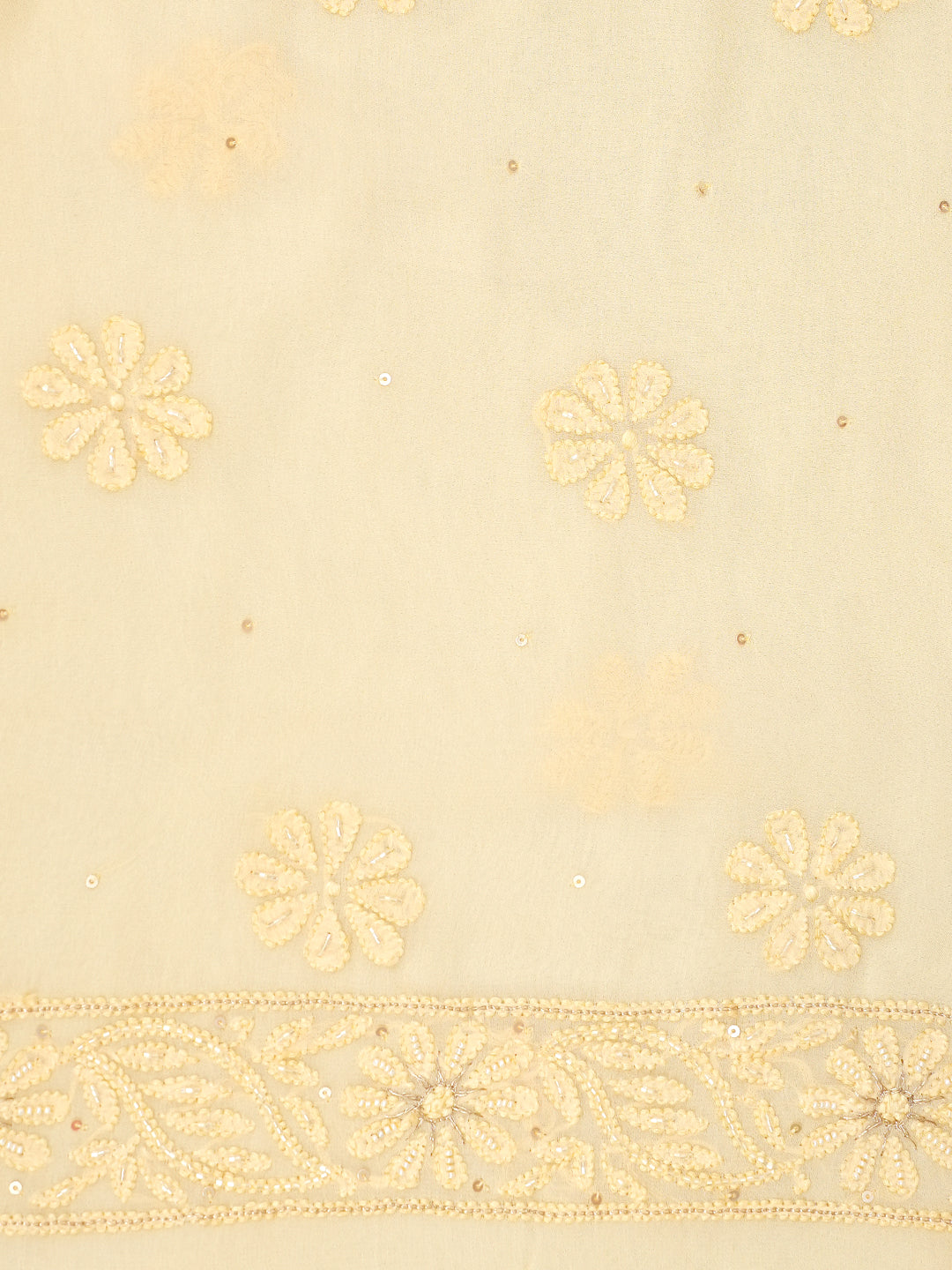 Ada Hand Embroidered Beige Viscose Georgette Lucknowi Chikankari Unstitched Kurta Dupatta Set With Cutdana Work 01A955432