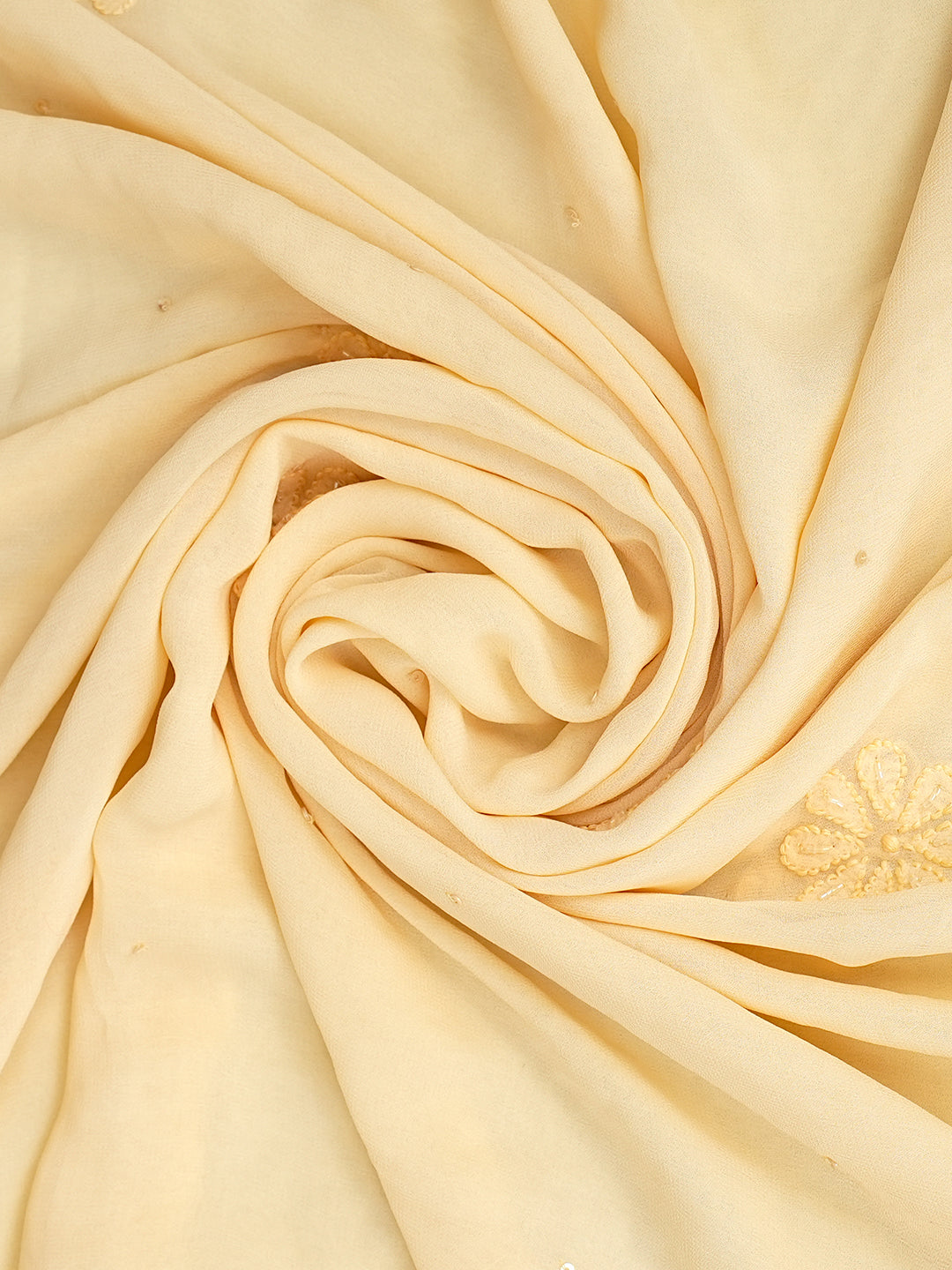 Ada Hand Embroidered Beige Viscose Georgette Lucknowi Chikankari Unstitched Kurta Dupatta Set With Cutdana Work 01A955432