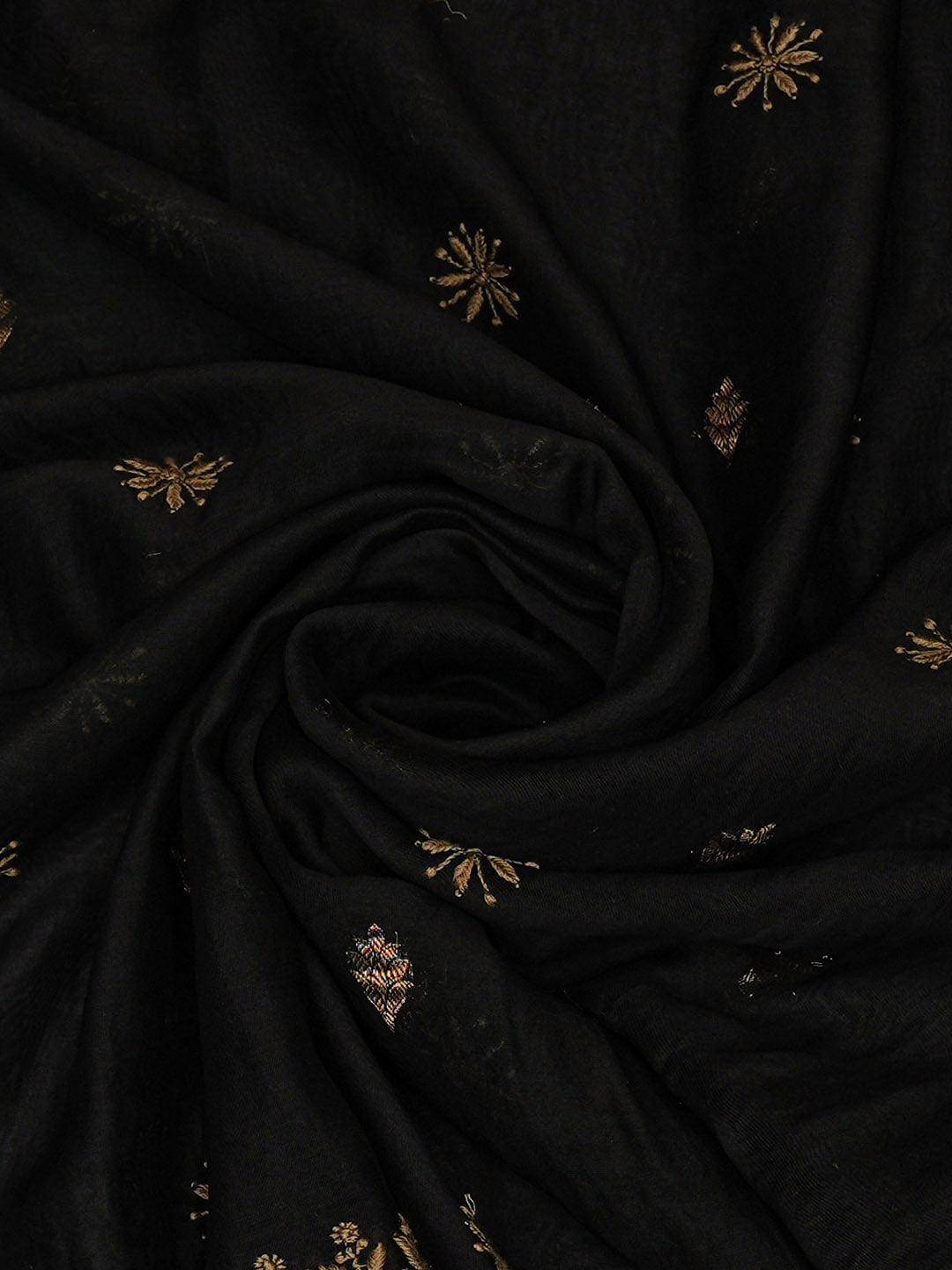 Ada Hand Embroidered Black Chanderi Lucknowi Chikankari Dupatta 07A500940