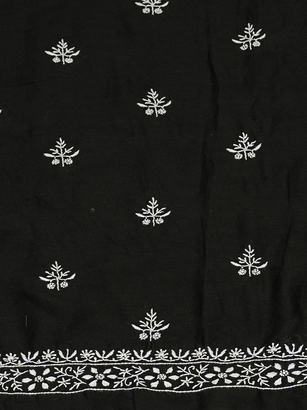 Ada Hand Embroidered Black Chanderi Lucknowi Chikankari Unstitched Kurta Dupatta 07A501629