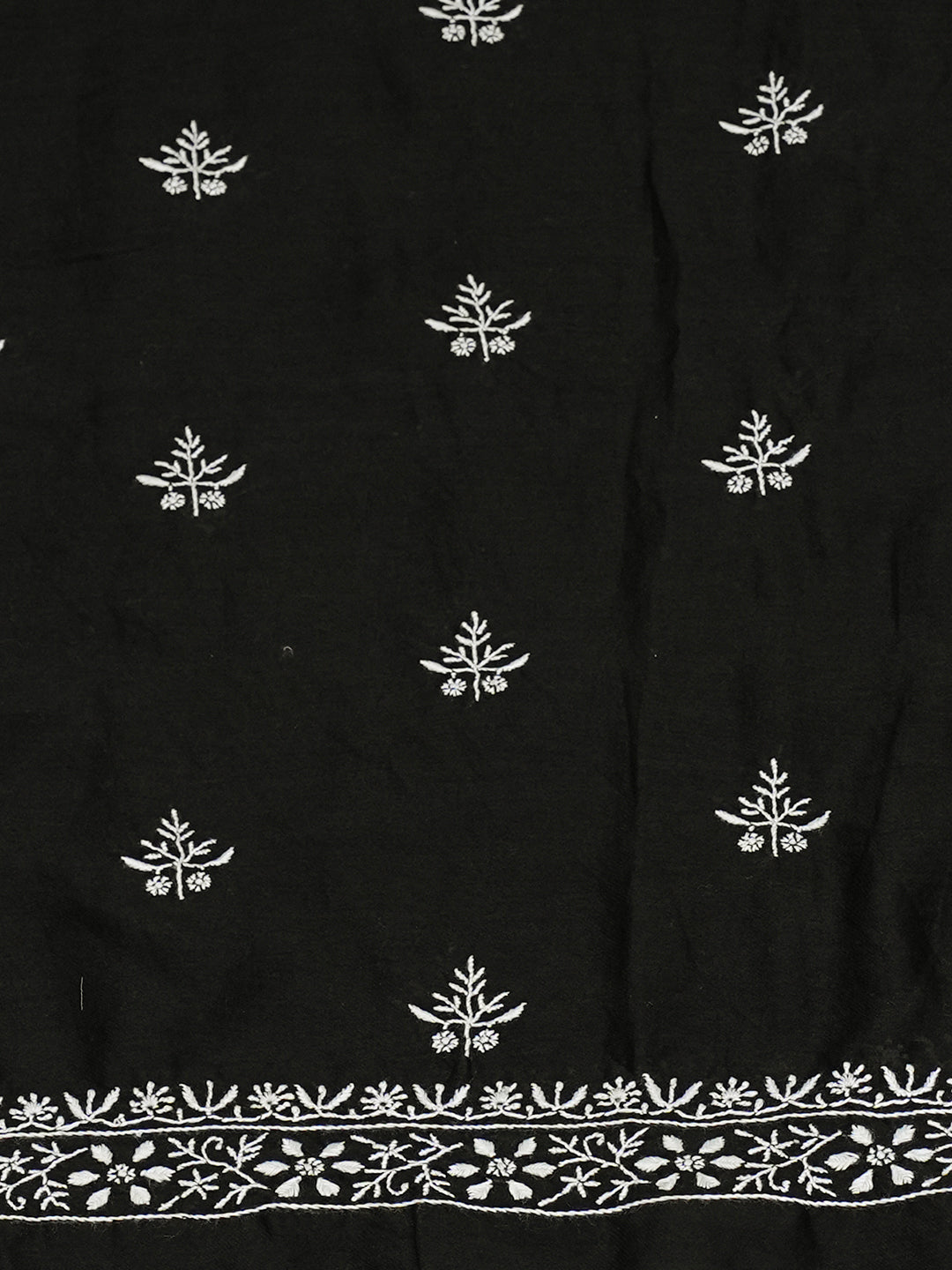 Ada Hand Embroidered Black Chanderi Lucknowi Chikankari Unstitched Kurta Dupatta 07A501629