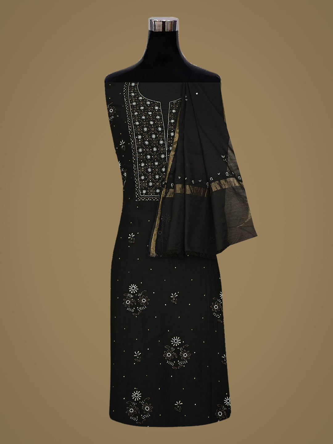 AdaHandEmbroideredBlackChanderiLucknowiChikankariUnstitchedKurtaDupattaWithCutdanaWork01A602020_4
