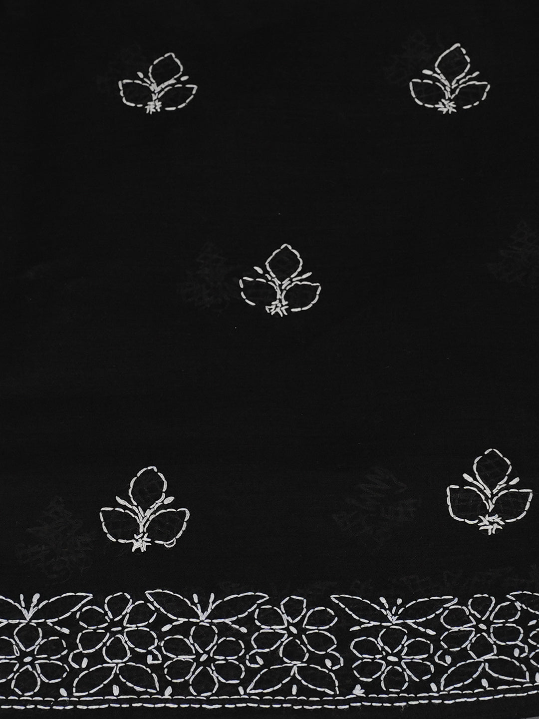 Ada Hand Embroidered Black Cotton Lucknowi Chikankari Unstitched Suit Piece 01A992506