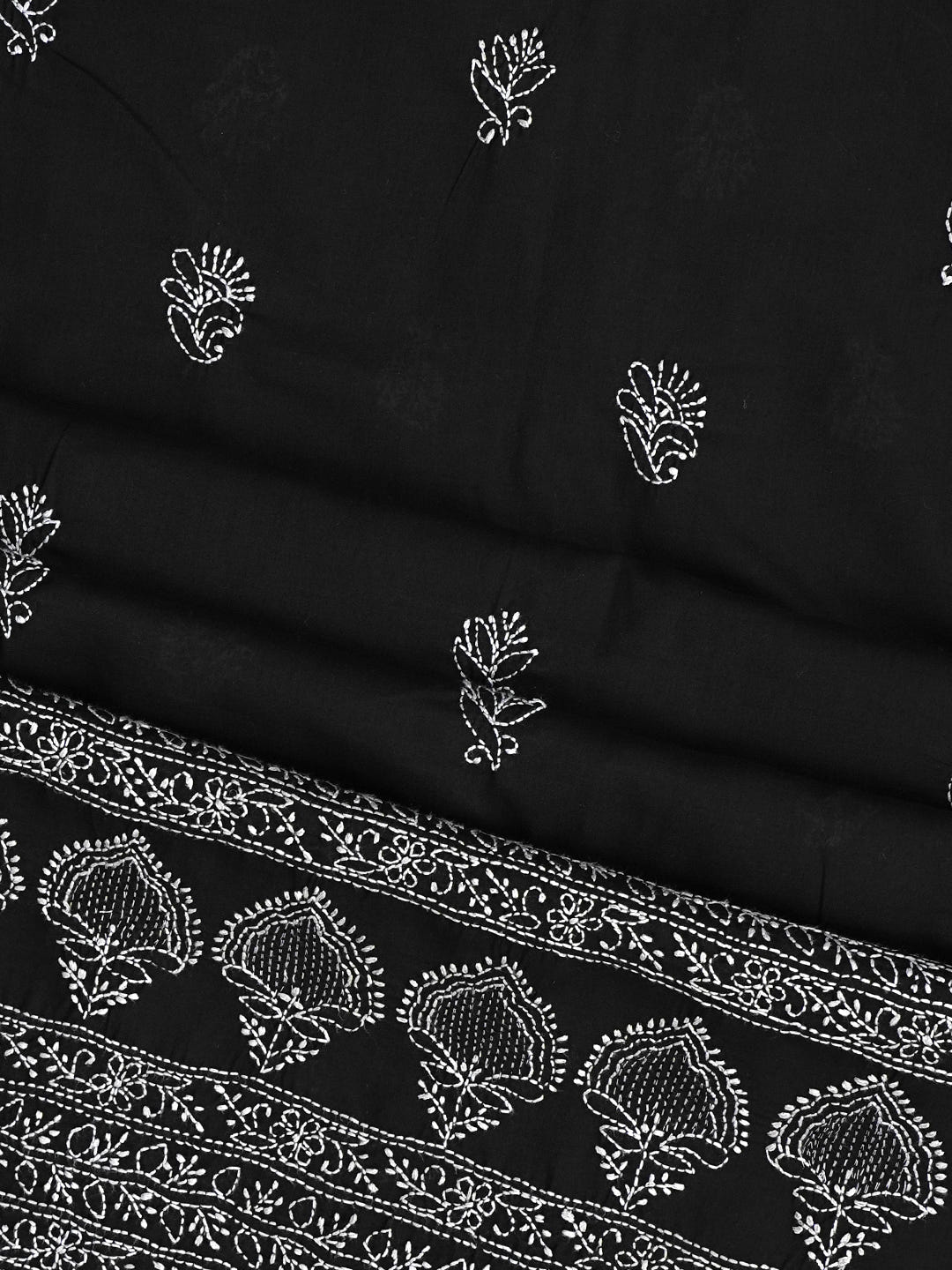 Ada Hand Embroidered Black Cotton Lucknowi Chikankari Unstitched Suit Piece With Chiffon Dupatta 01A981120_3