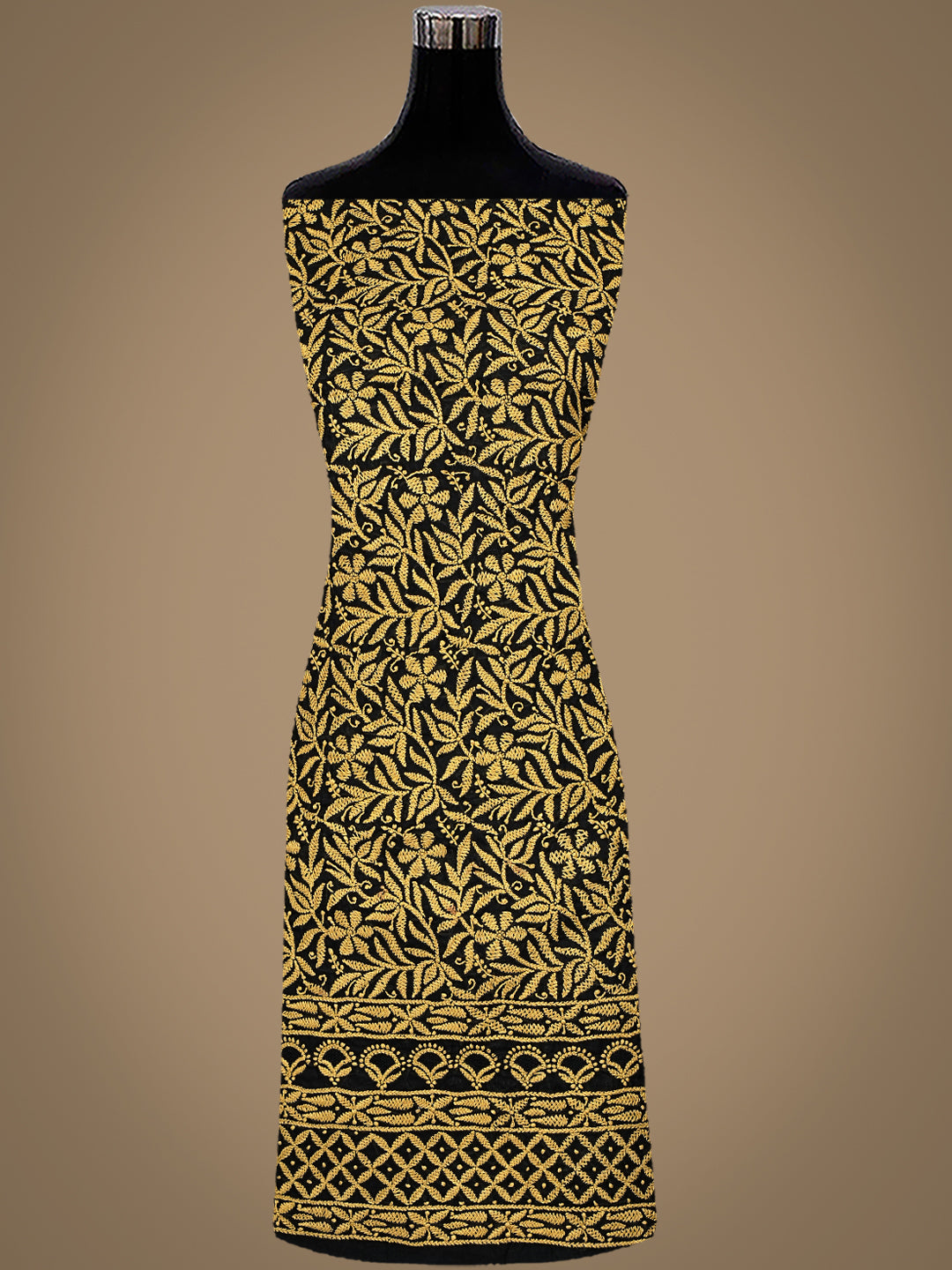 Ada Hand Embroidered Black Cotton lucknowi Chikankari Unstitched Kurta 01A898592