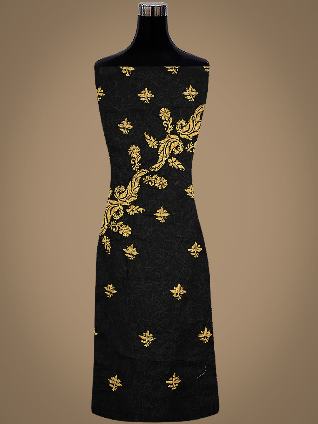 Ada Hand Embroidered Black Cotton lucknowi Chikankari Unstitched Kurta 01A898592