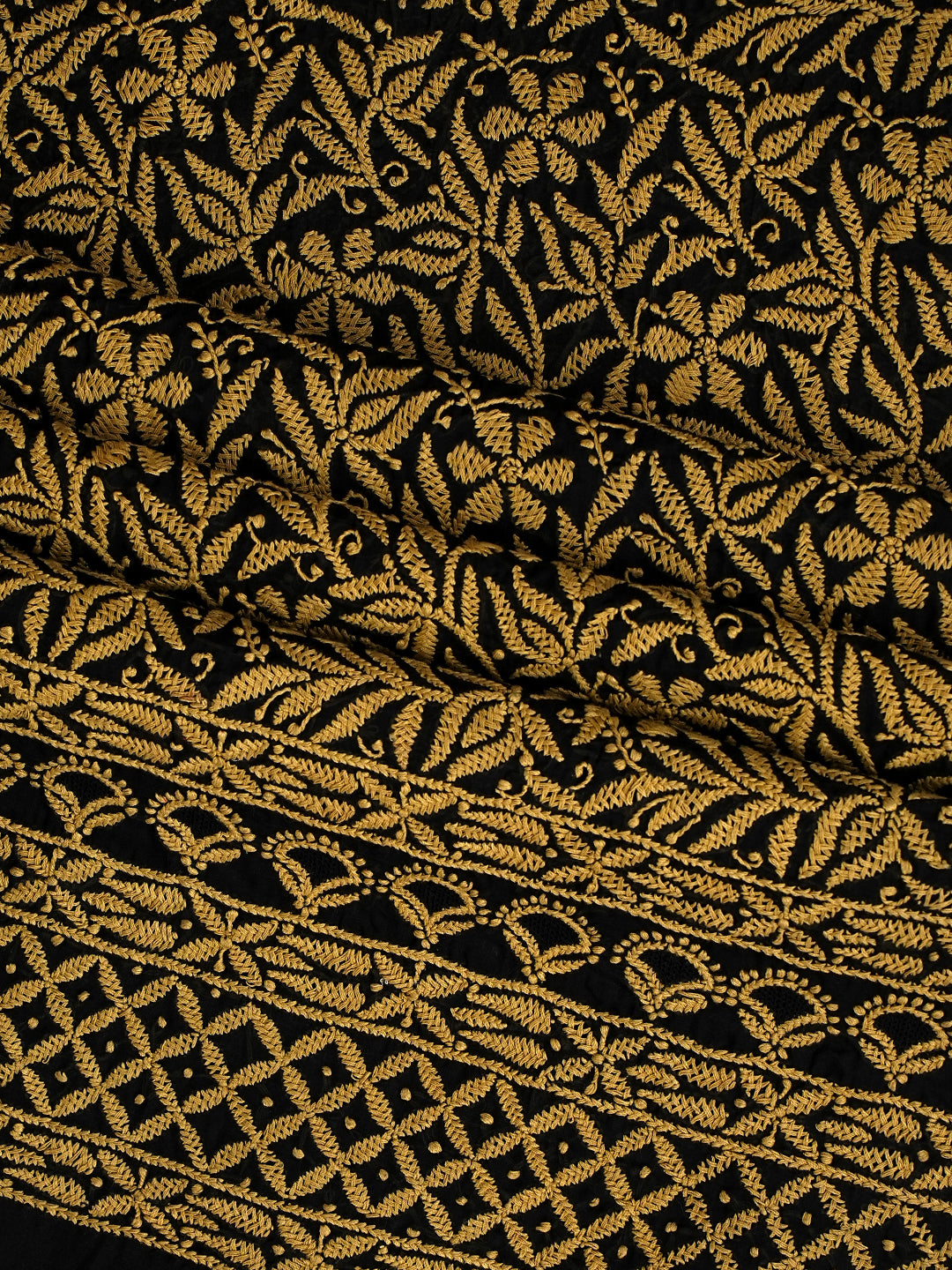 Ada Hand Embroidered Black Cotton lucknowi Chikankari Unstitched Kurta 01A898592