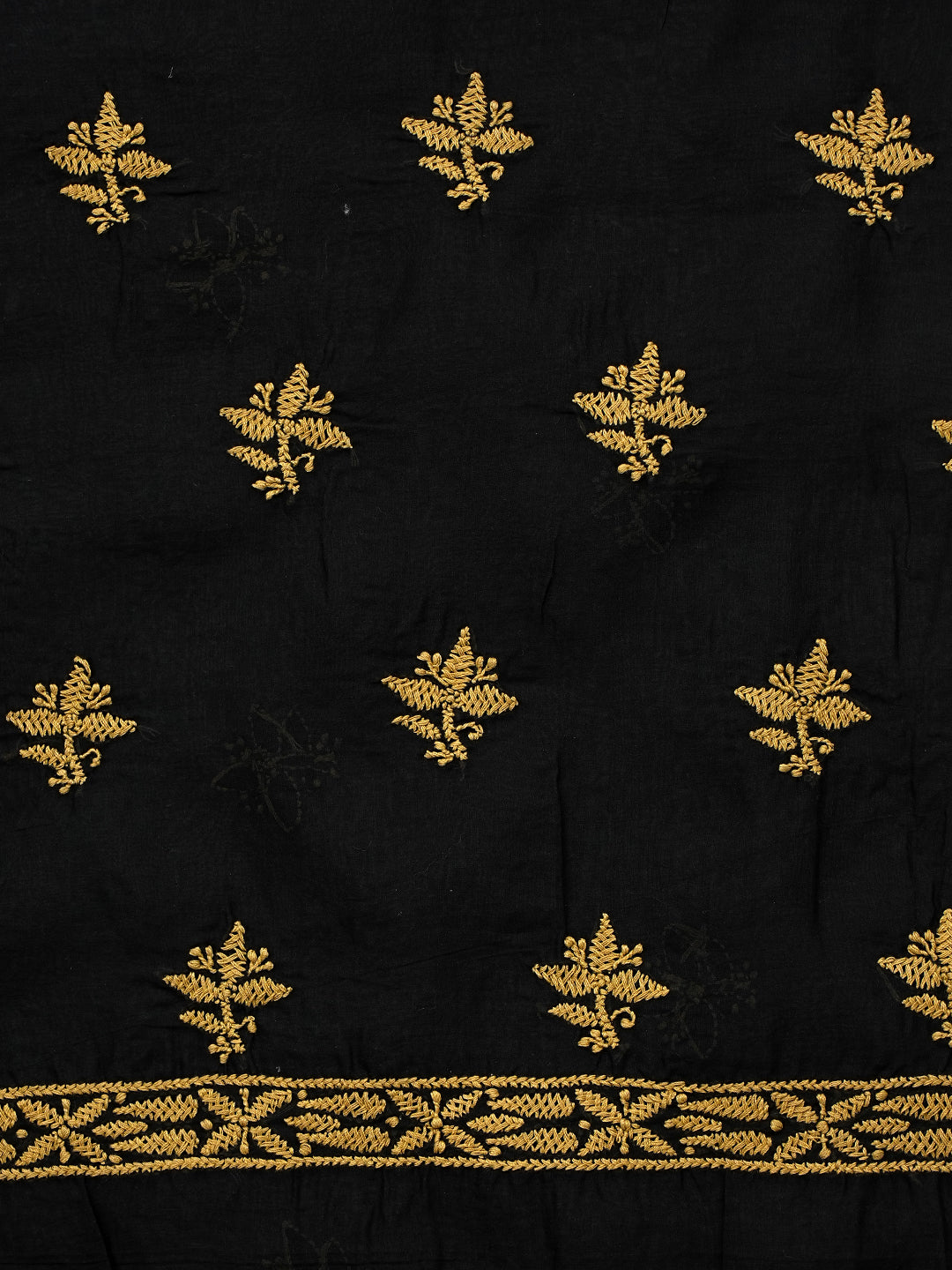 Ada Hand Embroidered Black Cotton lucknowi Chikankari Unstitched Kurta 01A898592