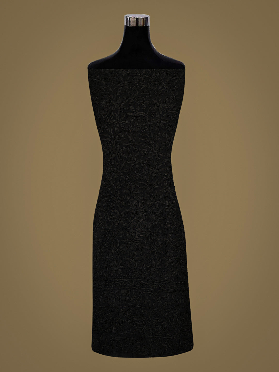 Ada Hand Embroidered Black Faux Georgette Lucknowi Chikankari Unstitched Kurta 01A988964