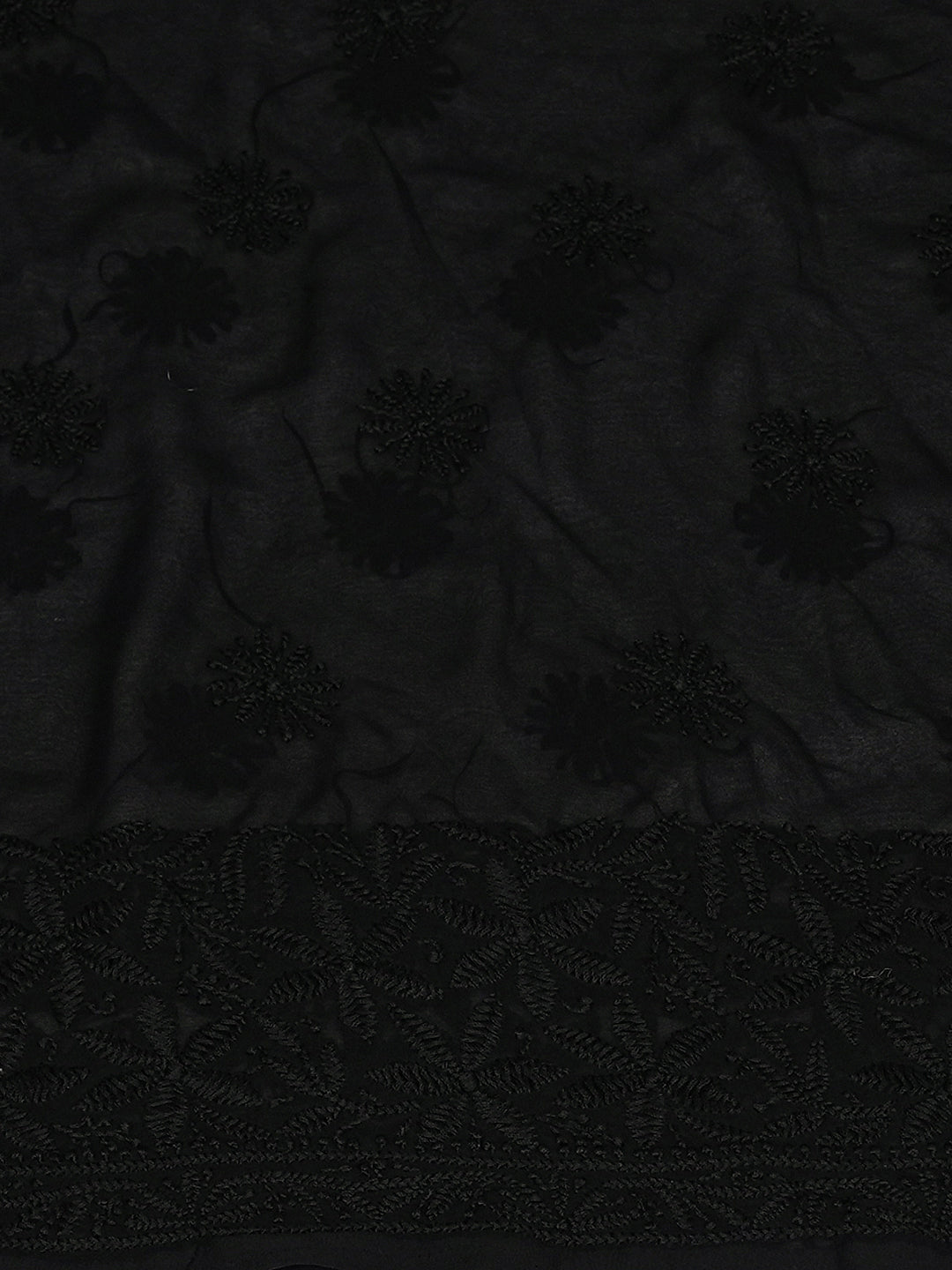 Ada Hand Embroidered Black Faux Georgette Lucknowi Chikankari Unstitched Kurta 01A988964