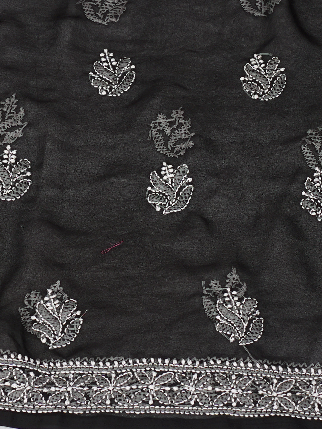 Ada Hand Embroidered Black Faux Georgette Lucknowi Chikankari Unstitched Suit Piece 01A933095