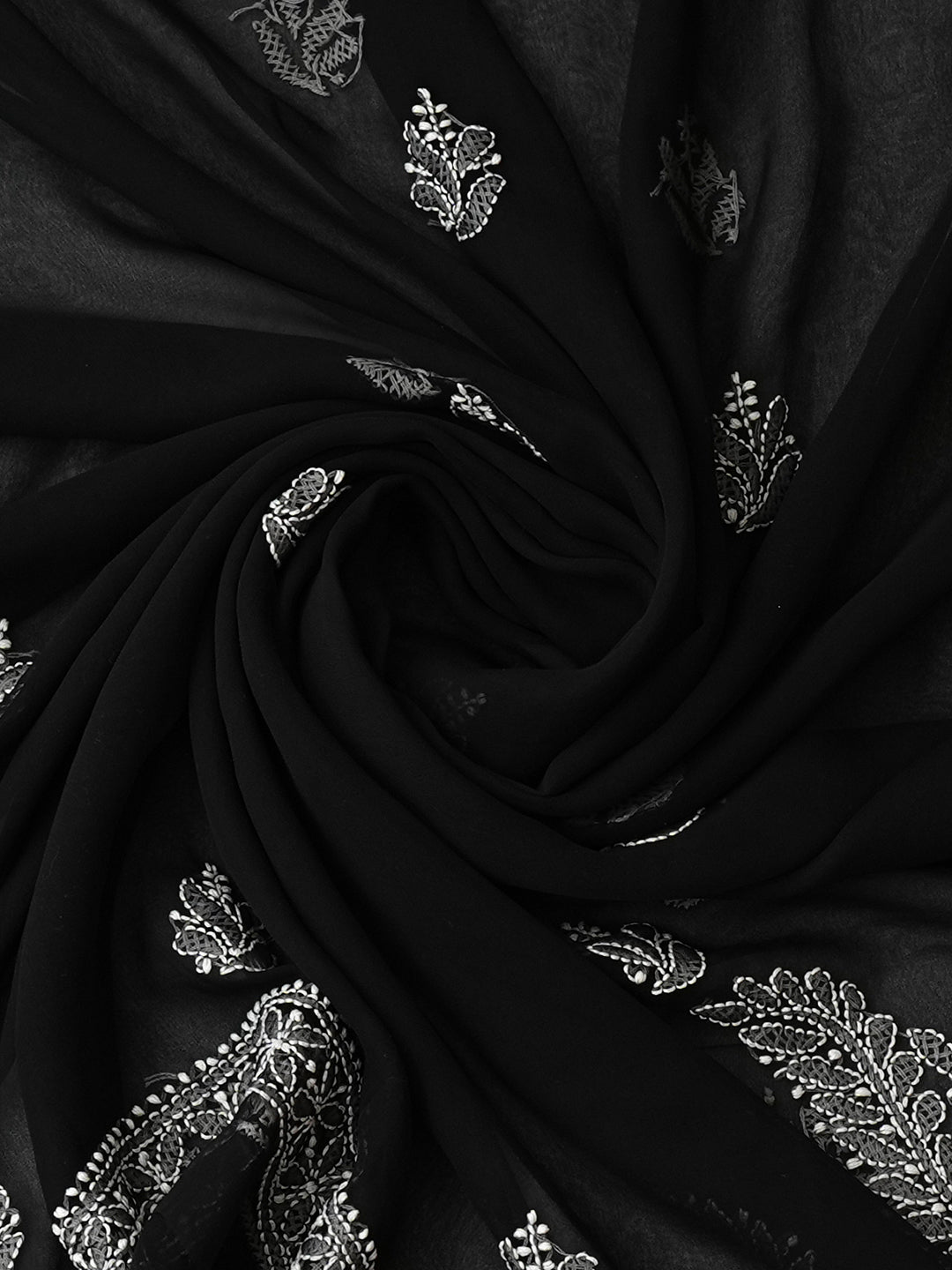 Ada Hand Embroidered Black Faux Georgette Lucknowi Chikankari Unstitched Suit Piece 01A933095