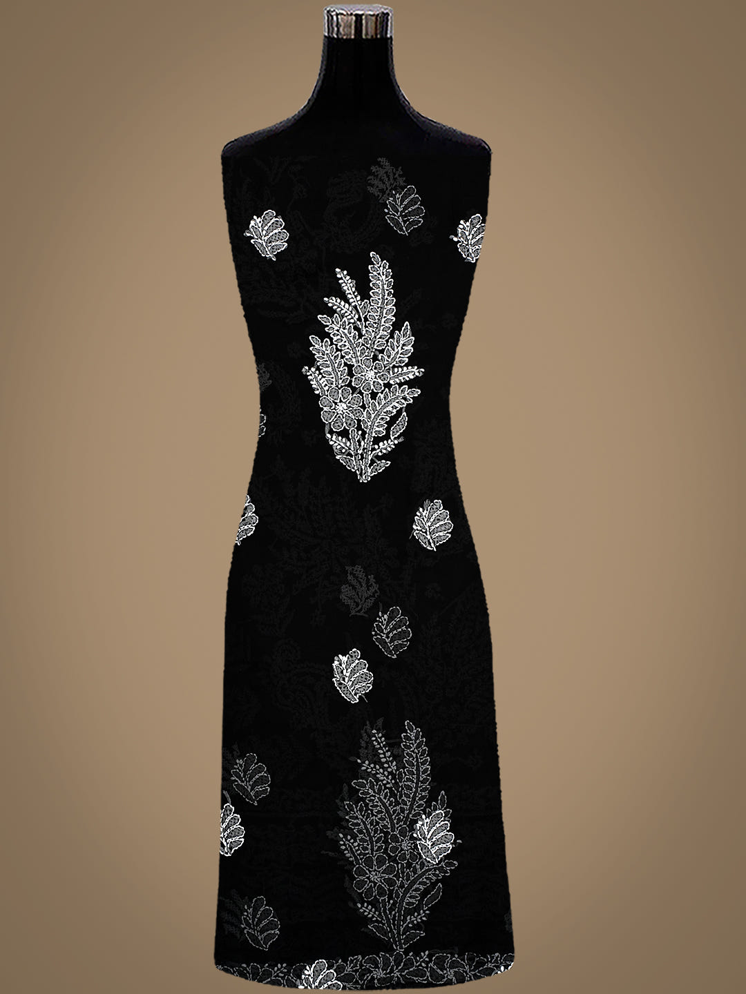 Ada Hand Embroidered Black Faux Georgette Lucknowi Chikankari Unstitched Suit Piece 01A977891