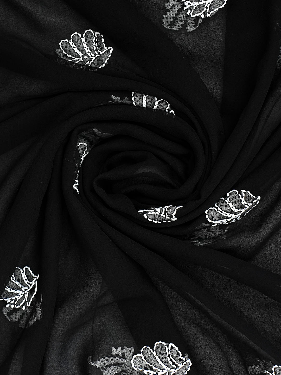 Ada Hand Embroidered Black Faux Georgette Lucknowi Chikankari Unstitched Suit Piece 01A977891