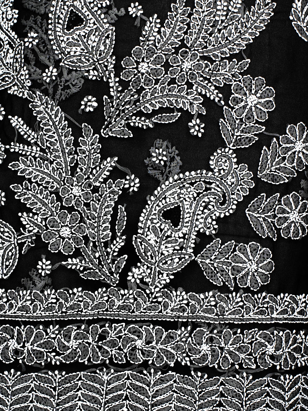 Ada Hand Embroidered Black Faux Georgette Lucknowi Chikankari Unstitched Suit Piece 01A977891
