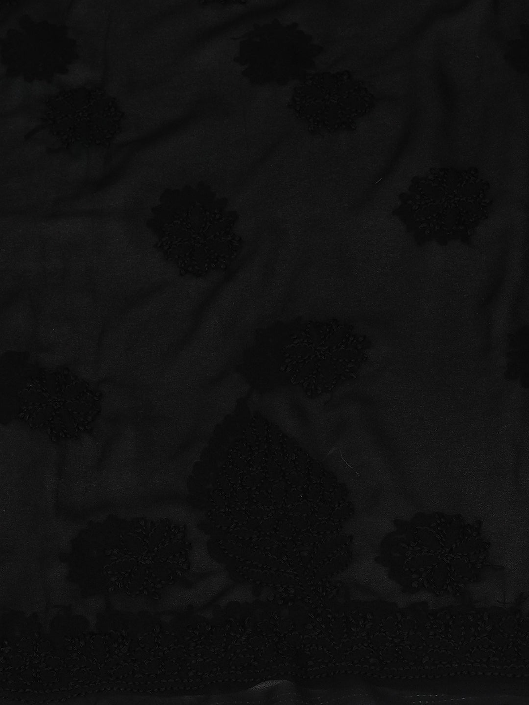 Ada Hand Embroidered Black Faux Georgette Lucknowi Chikankari Unstitched Suit Piece 01A989171