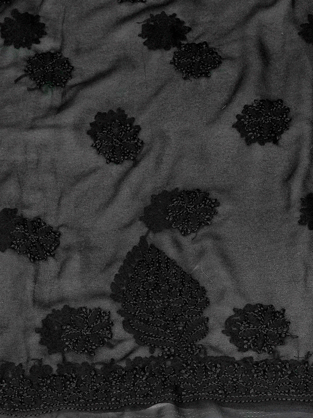 Ada Hand Embroidered Black Faux Georgette Lucknowi Chikankari Unstitched Suit Piece 01A989171