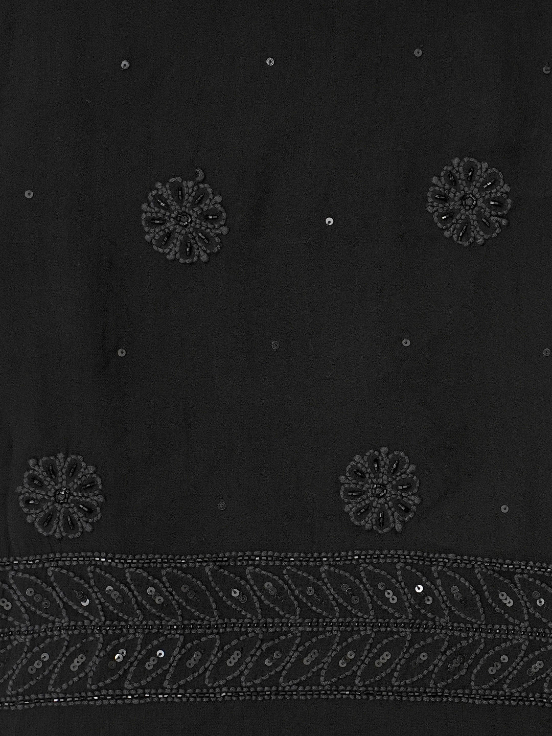 Ada Black Pure Georgette Unstitched Kurta Dupatta Set_7