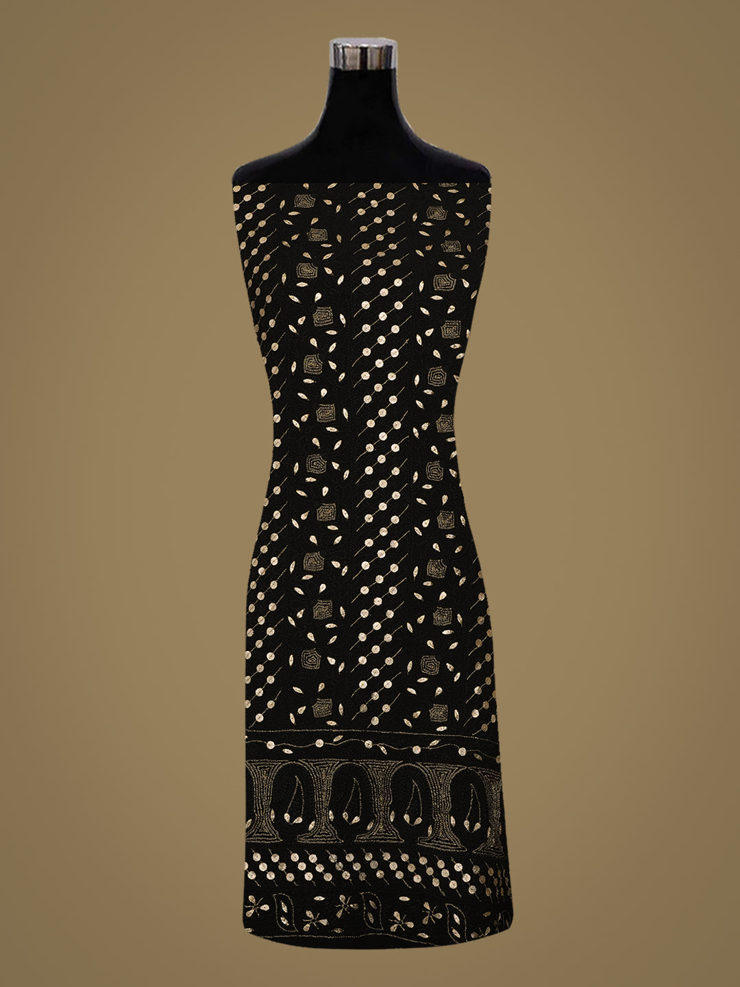Ada Hand Embroidered Black Viscose Georgette Lucknowi Chikankari Unstitched Kurta Dupatta Set With Gota Patti Work 01A984156