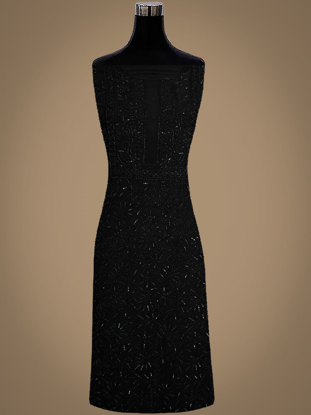 Ada Hand Embroidered Black Viscose Georgette Lucknowi Chikankari Unstitched Kurta Dupatta Set with Cutdana Work 01A946292