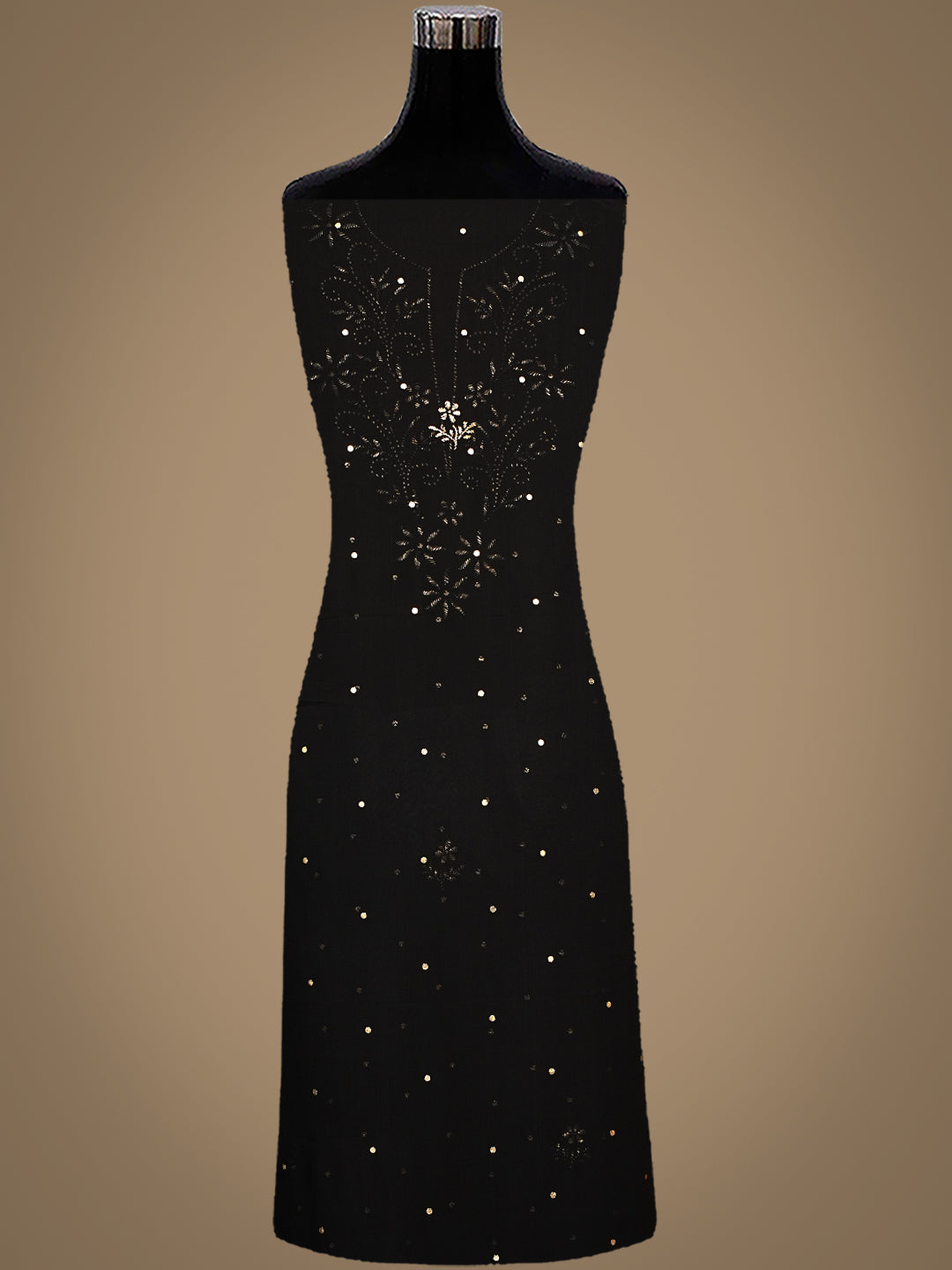 Ada Hand Embroidered Black Viscose Georgette Unstitched Kurta Dupatta With Muqaish/Mukaish Work 01A980002