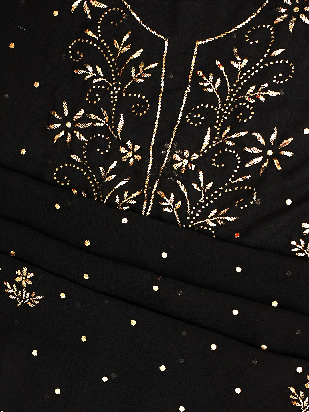 Ada Hand Embroidered Black Viscose Georgette Unstitched Kurta Dupatta With Muqaish/Mukaish Work 01A980002