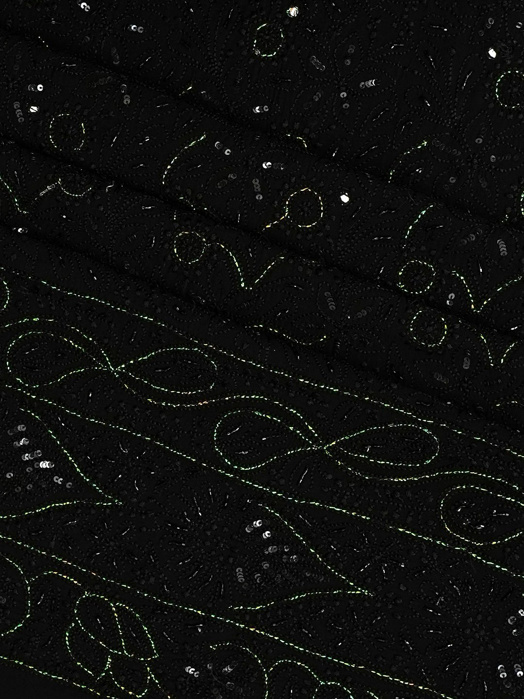 Ada Hand Embroidered Black Viscose Georgette Unstitched Lucknowi Chikankari Kurta Dupatta Set With Cutdana Work 01A553563