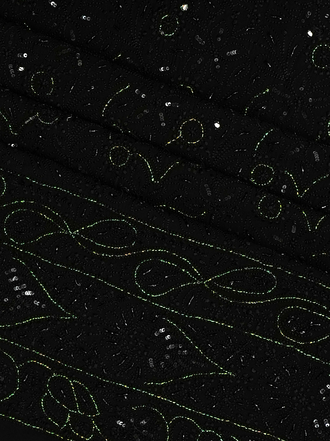 Ada Hand Embroidered Black Viscose Georgette Unstitched Lucknowi Chikankari Kurta Dupatta With Cutdana Work 01A553563