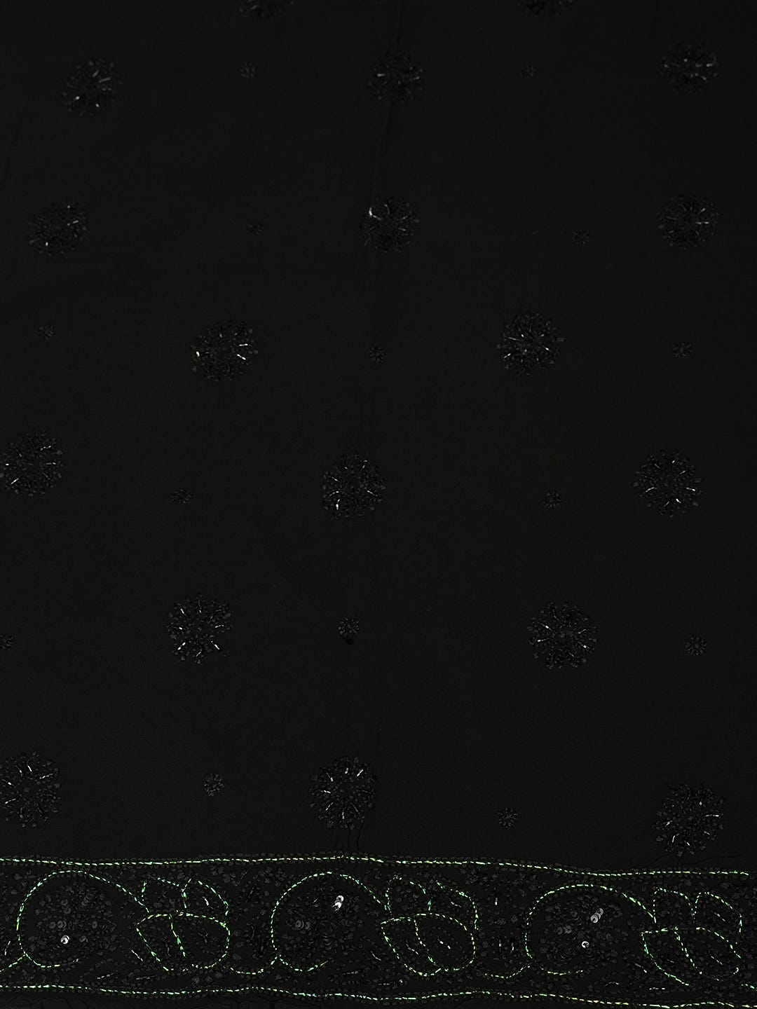 Ada Hand Embroidered Black Viscose Georgette Unstitched Lucknowi Chikankari Kurta Dupatta Set With Cutdana Work 01A553563