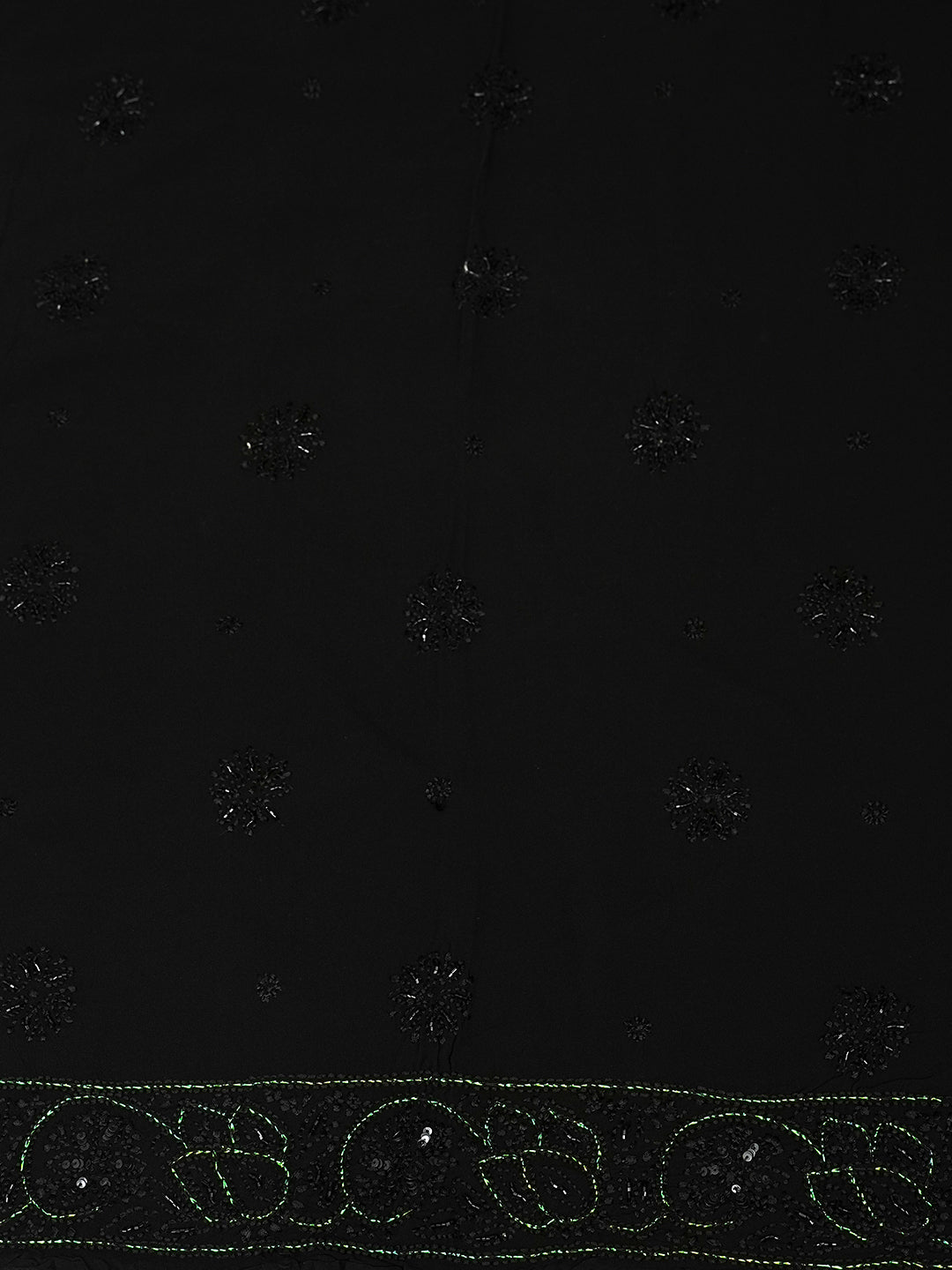 Ada Hand Embroidered Black Viscose Georgette Unstitched Lucknowi Chikankari Kurta Dupatta With Cutdana Work 01A553563